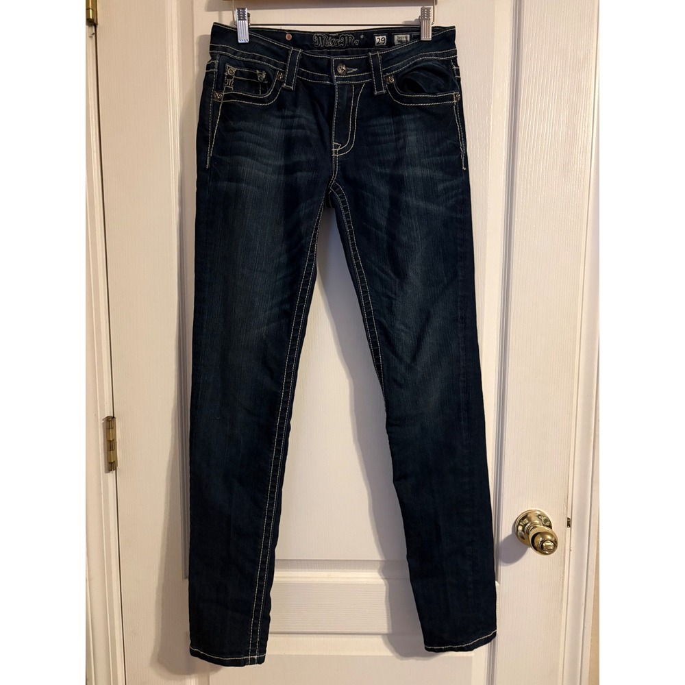 Miss Me Skinny Jeans Womens 29 Dark Wash Excellent JP5771S Embellished Cross